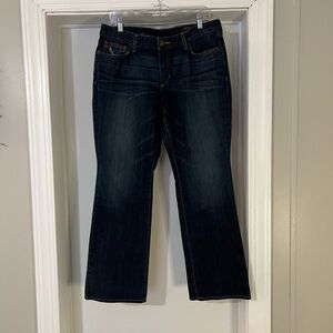 SZ  14 Eddie Bauer womens curvy high rise Bootcut  jeans  stretch blue dark wash